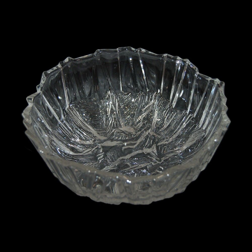 HOYA BRUTALIST ICEBERG ICE GLACIER TEXTURED CRYSTAL GLASS BOWL 9.5" JAPAN